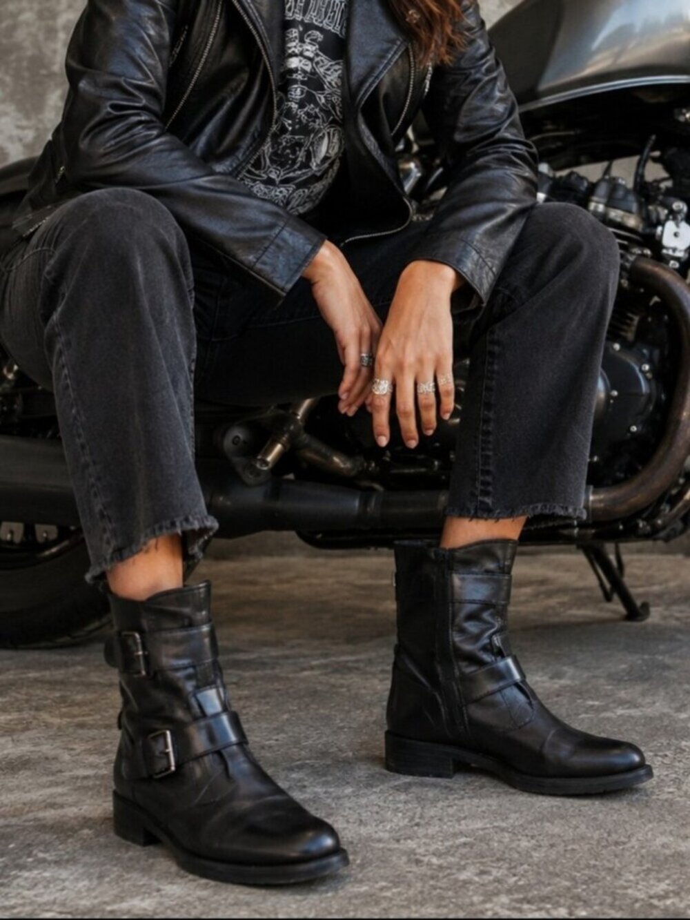 Emanuele Crasto Black Leather Moto Boots 38 EU